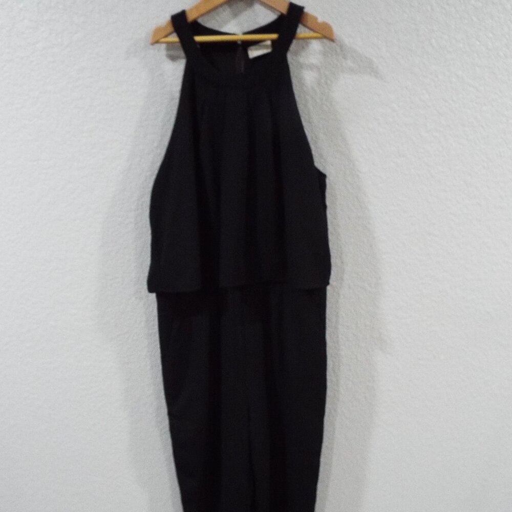 Altar’d State Women's Black Wide Leg High Waist Jumpsuit Draped Bodice Sz Small